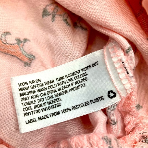 Cherokee Peplum Shirt Long Sleeve Baby Pink Fox Pattern Flowy Sz Large(10-12) - Picture 7 of 7